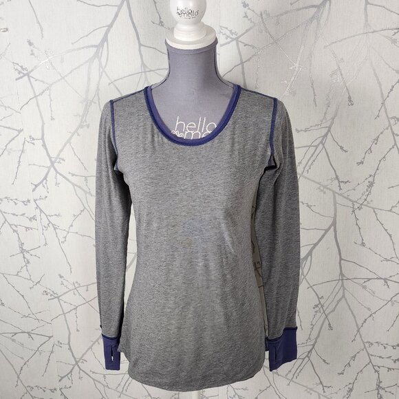Lululemon Gray & Cadet Blue Pima Cotton Reversible Round Neck Top - Picture 1 of 4